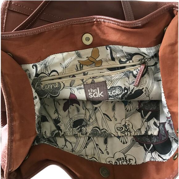 THE SAK Leather Tote Bag Brown Adjustable Office Everyday Travel Lifestyle Work - Picture 6 of 7